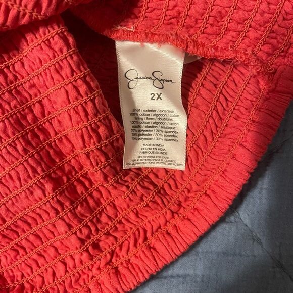 Jessica Simpson Womens Plus Smocked Blouse 2X NEW - Picture 6 of 7